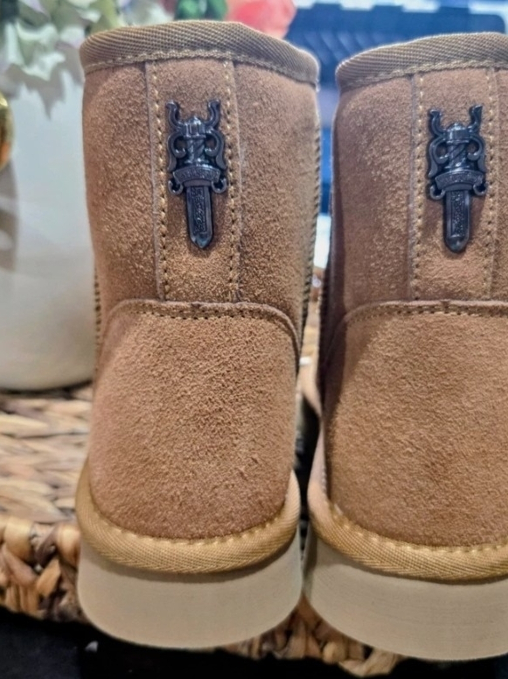 NEW Gothic Cross Luxury Inspired Faux Fur Boots - Chrome Detail - Size 6.5 - Picture 3 of 6